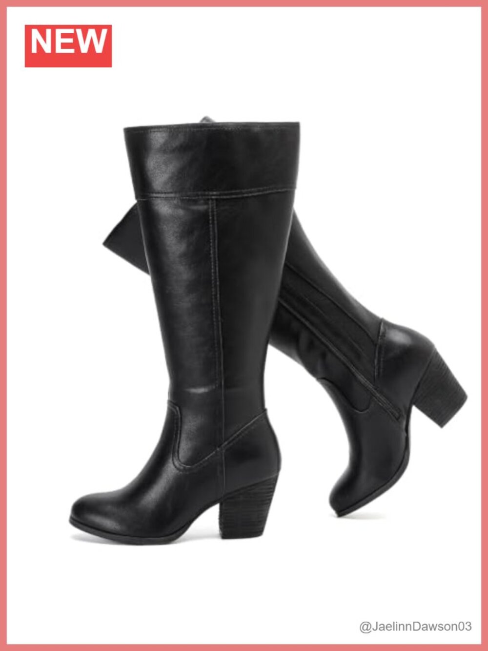 Extra Wide Calf Knee High Boots Faux Leather Block Heel Zip